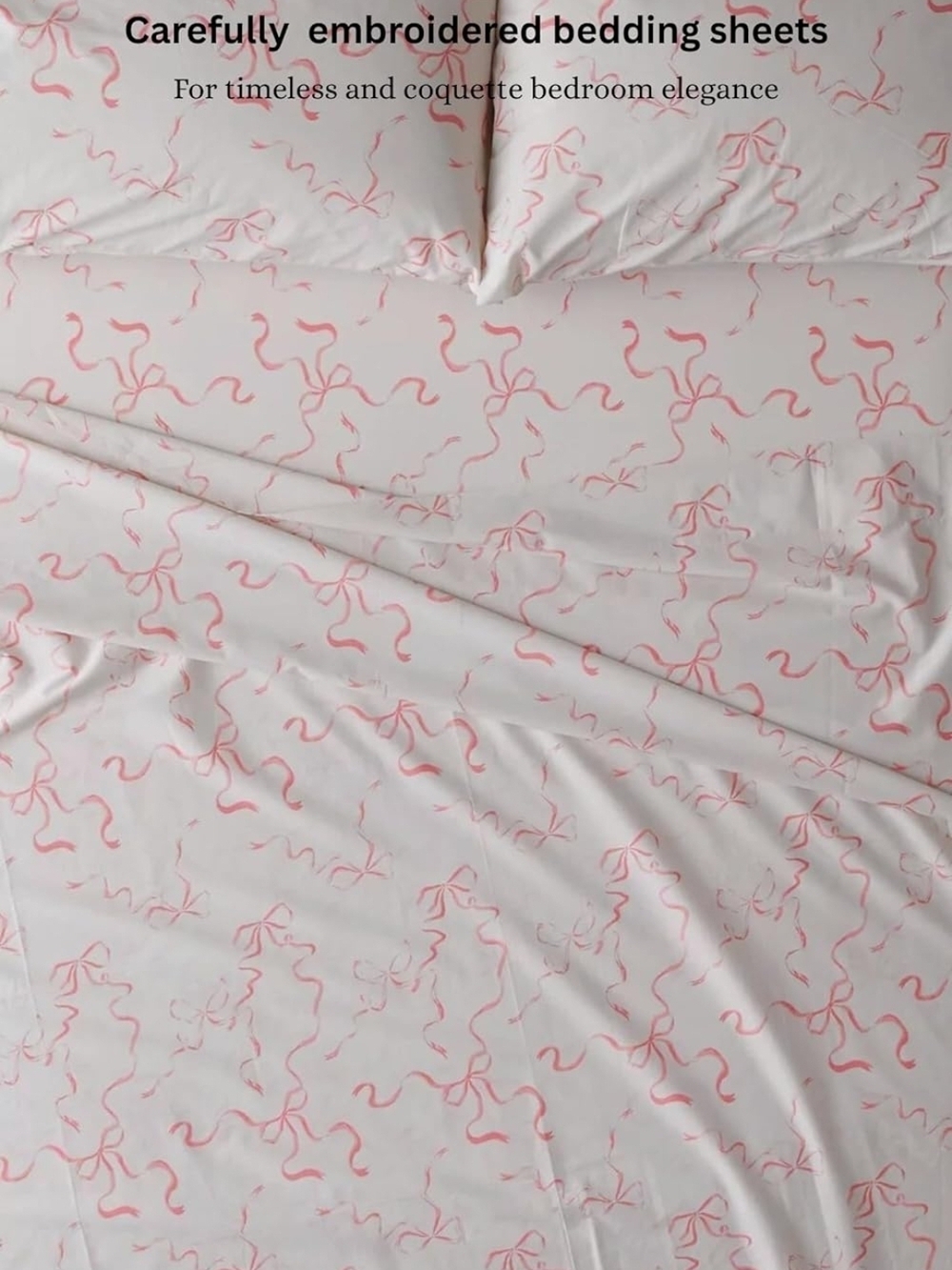 NIP Twin Size Elegant Bow Bedding Sheets Set